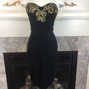 VTG Vakko 6 Sweetheart Suede Knee Length Dress